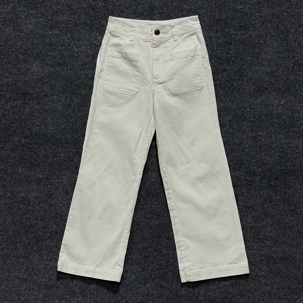 Dea Kudibal Pants Womens XS White Twill Wide Leg Stretch Chino Casual Pockets